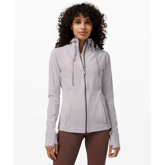 lululemon athletica Jackets & Blazers - Lululemon Hooded Define Jacket Nulu Size 12 Mauve Grey Full Zip Thumb Holes